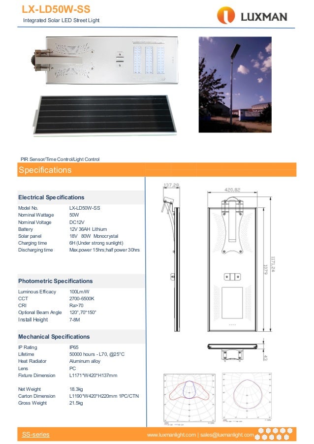 Integrated Solar LED Street Light SS Series Datasheet