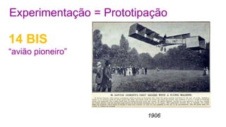 14 BIS
“avião pioneiro”
1906
Experimentação = Prototipação
 