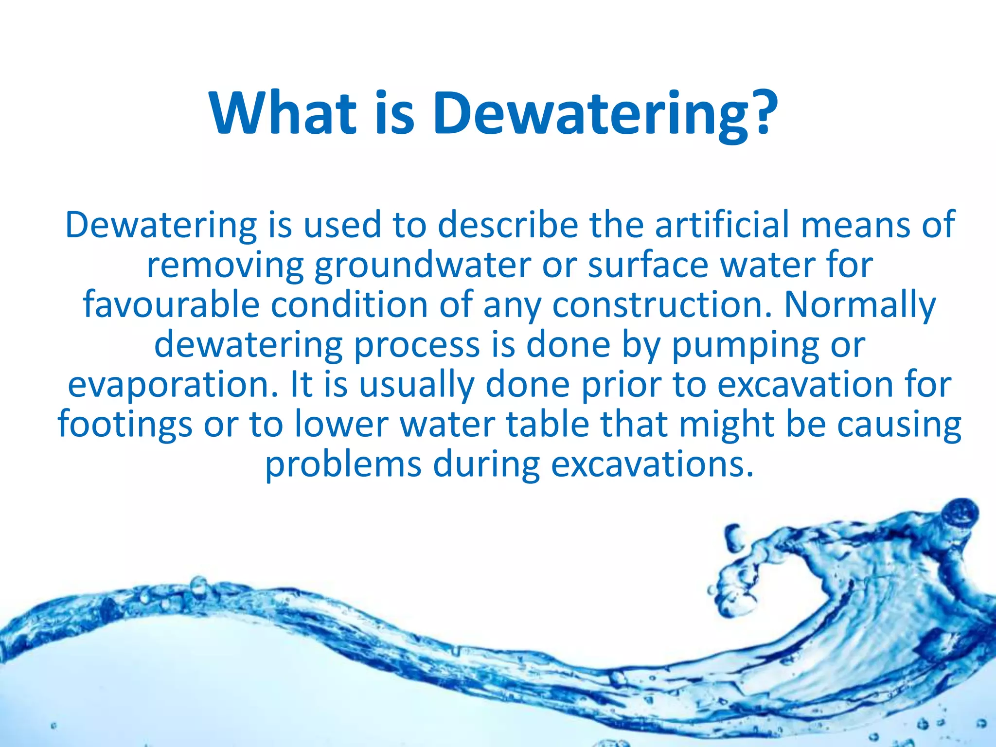 Civil Engineering-Dewatering | PPTX