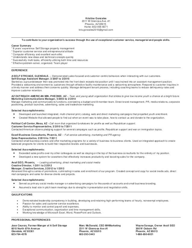 Public storage resume