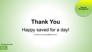 Business
Research
Entrepreneurship
Happy saved for a day!
Powered by Company@B2B Services
Thank You
Recycle
Management
 