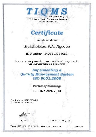 ISO 9001-2008 Certificates
