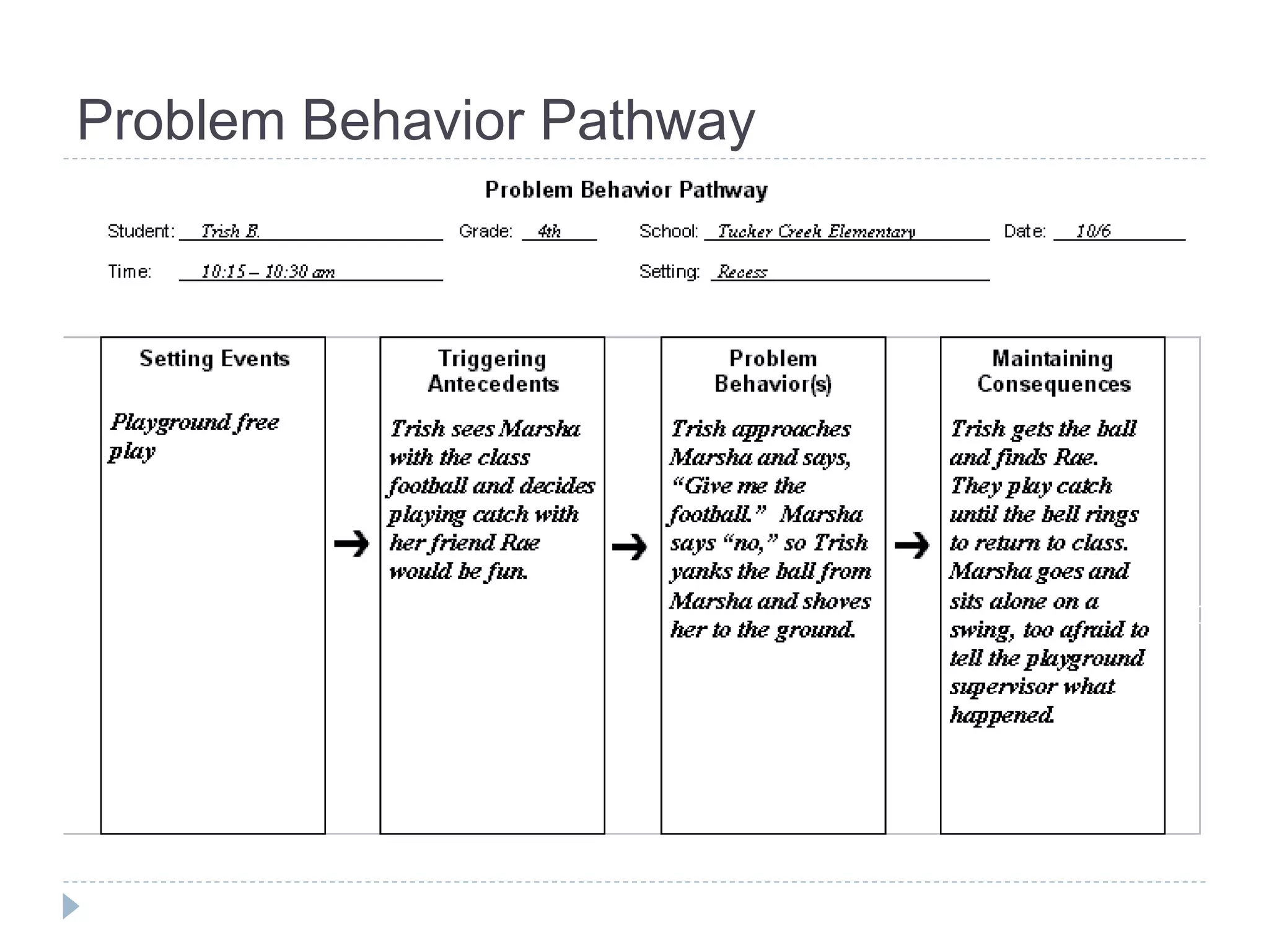 Problem Behavior Pathway 
 