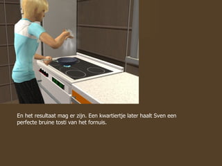 En het resultaat mag er zijn. Een kwartiertje later haalt Sven een perfecte bruine tosti van het fornuis. 