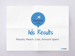 Ads Results
Results, Reach, Cost, Amount Spent
 