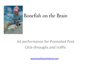 Bonefish on the Brain



Ad performance for Promoted Post
    Click-throughs and traffic

       www.bonefishonthebrain.com
 
