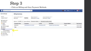 Step 3
• Click on Billing and then Payment Methods
 