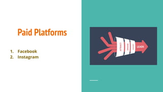 Paid Platforms
1. Facebook
2. Instagram
 