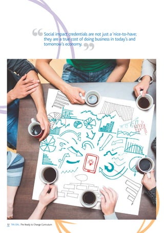 32 TIN ON...The Ready to Change Curriculum
Social impact credentials are not just a ‘nice-to-have;
they are a true cost of doing business in today’s and
tomorrow’s economy.
“ ”
 