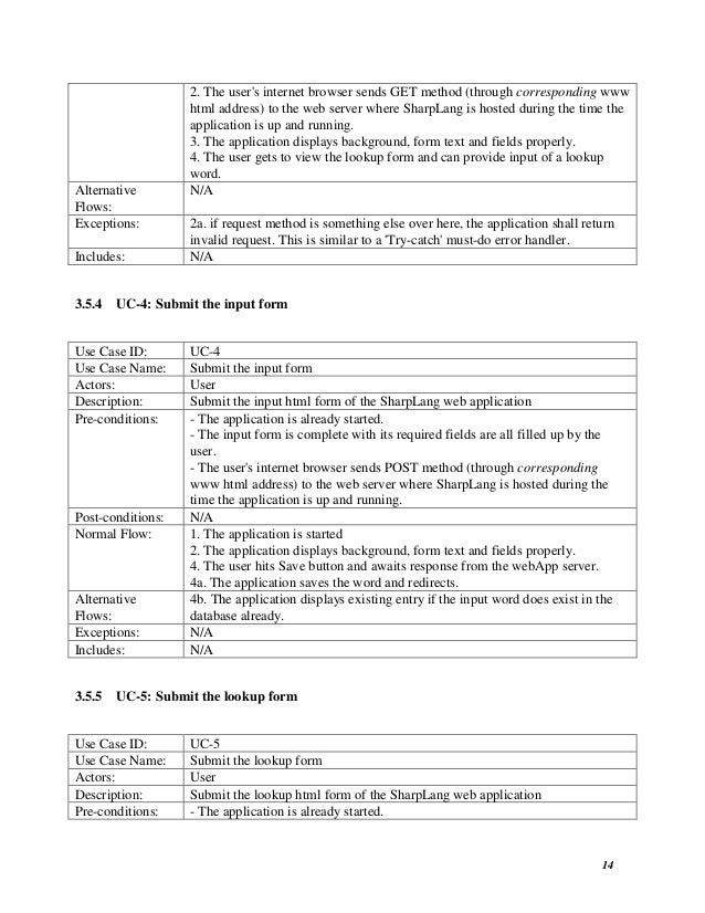 software development project writing uc 2a form