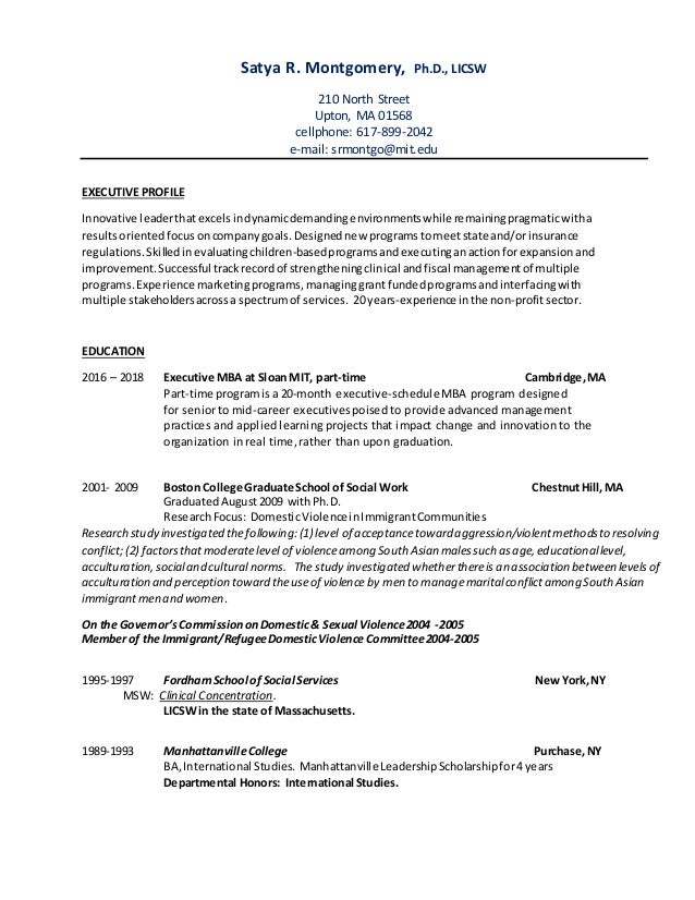 resume for mba program
