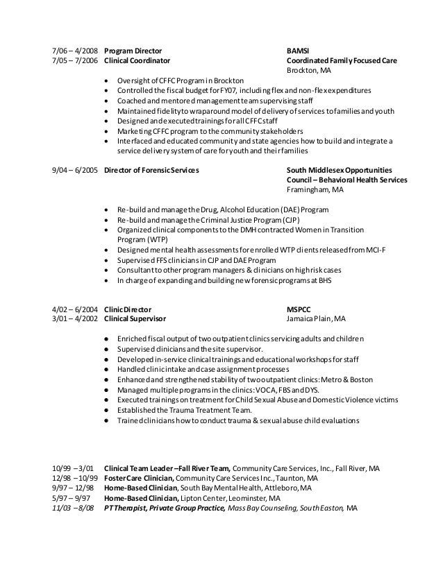 clinical director resume