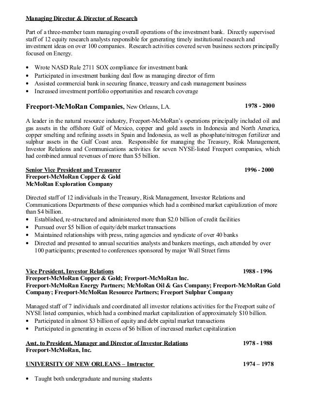 investor relations resumes