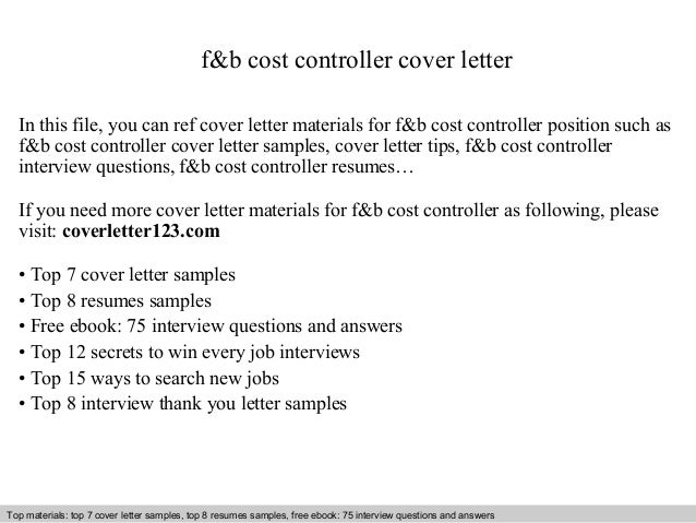 F&b cost controller cover letter F&b cost controller cover letter