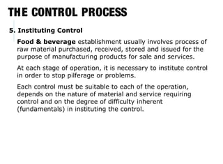 Establishment Controls food and bverage cost controls | PPT