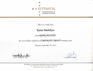 Certificate - Corporate Credit