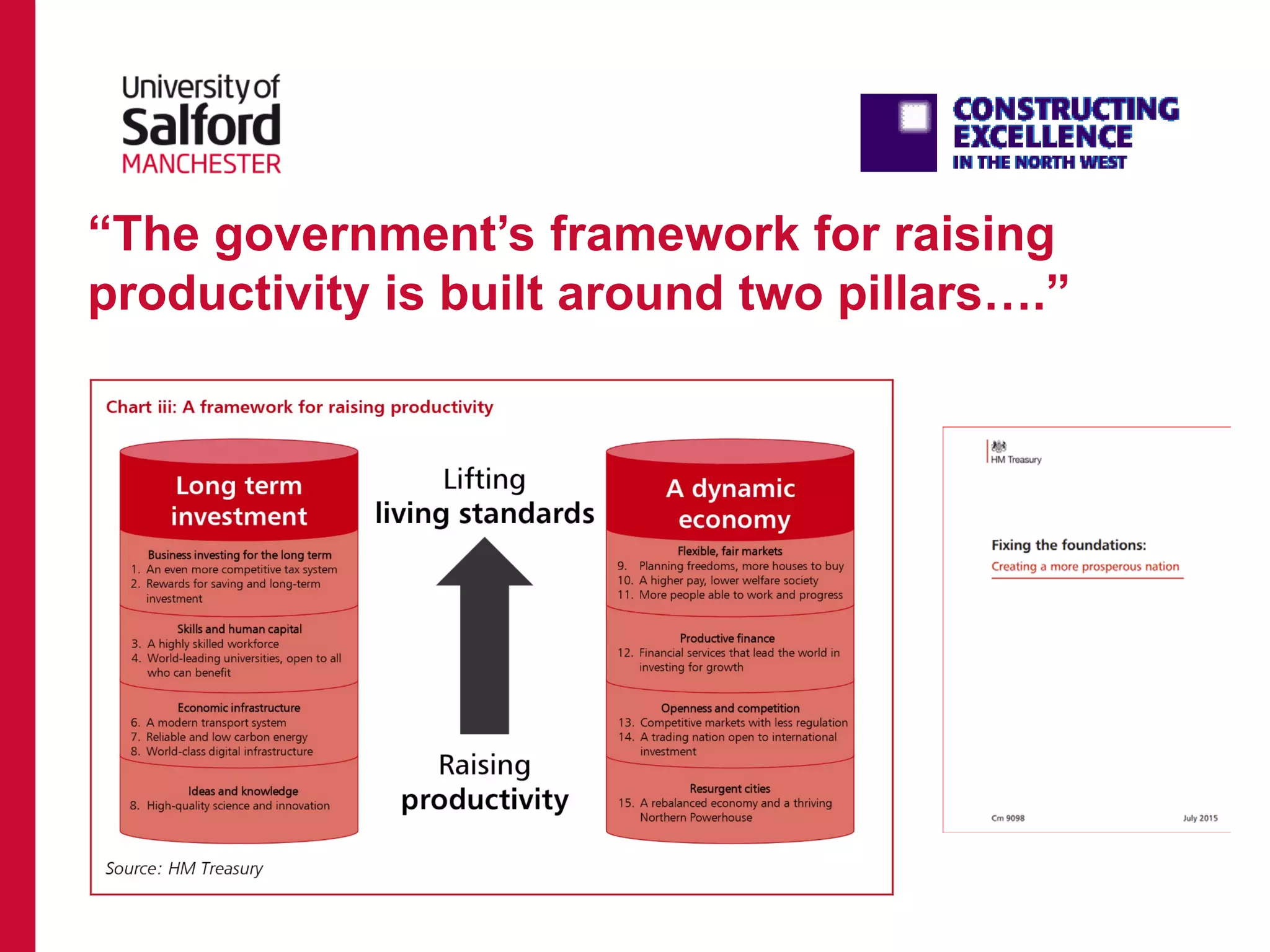 “The government’s framework for raising
productivity is built around two pillars….”
 
