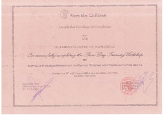 WORKSHOP CERTIFICATES