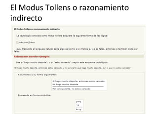 El Modus Tollens o razonamiento indirecto 