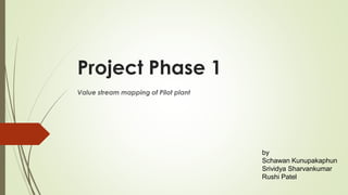 Project Phase 1
Value stream mapping of Pilot plant
by
Schawan Kunupakaphun
Srividya Sharvankumar
Rushi Patel
 