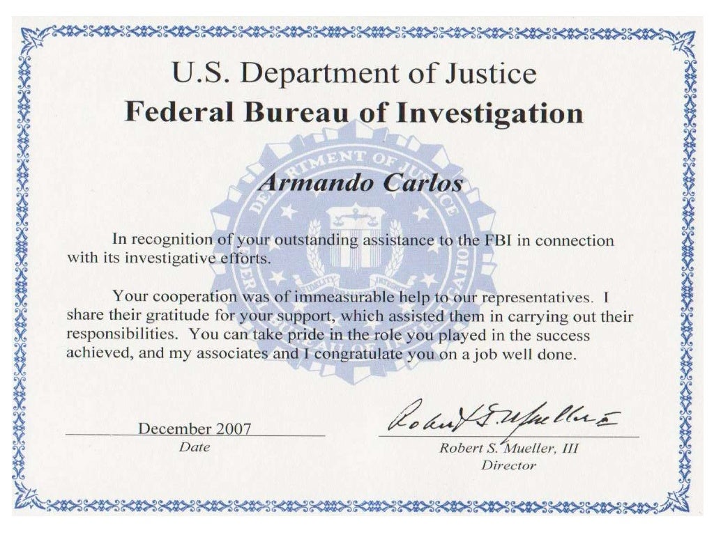 FBI Recognition Award