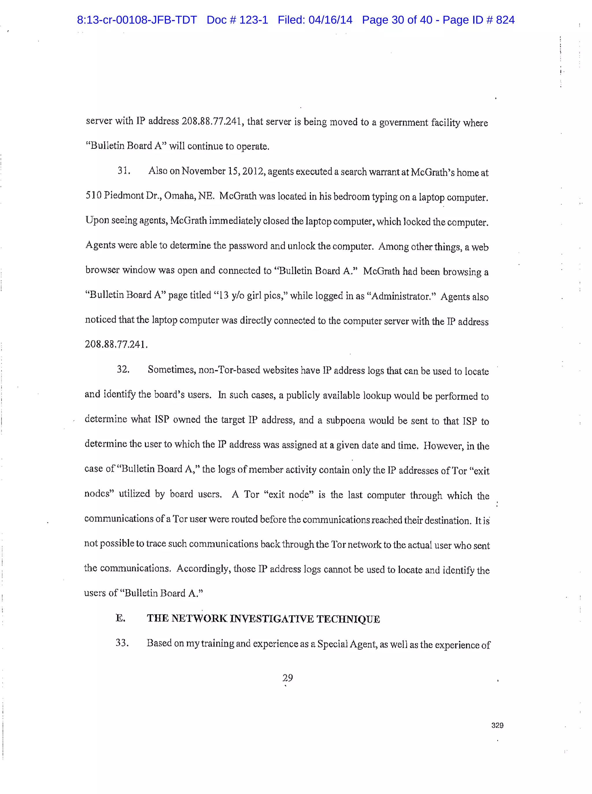 FBI Malware Warrant TOR | PDF