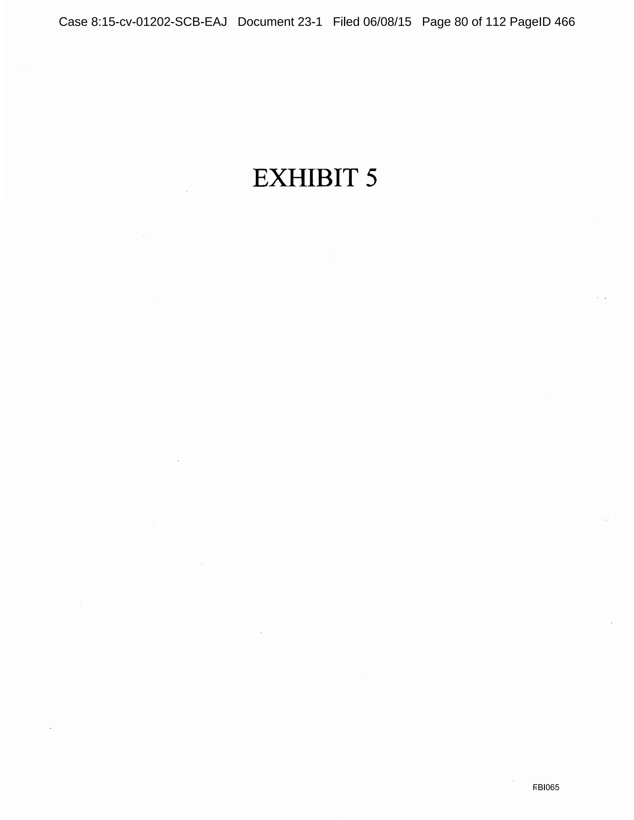 EXHIBIT 5
FBI065
Case 8:15-cv-01202-SCB-EAJ Document 23-1 Filed 06/08/15 Page 80 of 112 PageID 466
 