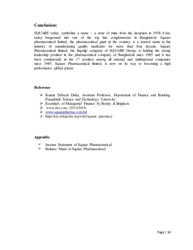 Ratio Analysis Of Square Pharma