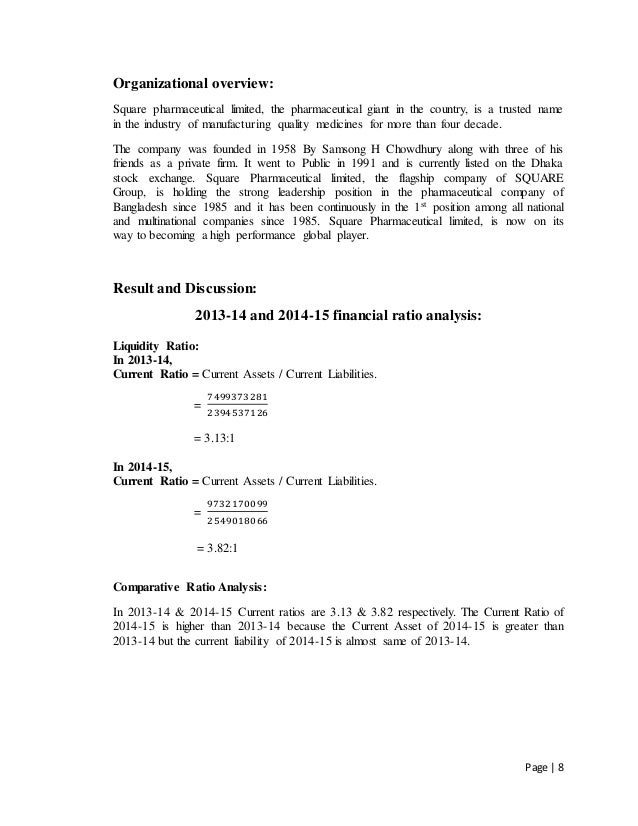ratio analysis of square pharma business plan p&l template
