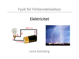 Fysik för Förberedelseklass
Elektricitet
Lena Koinberg
 