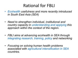 Field Building Learning Initiative (FBLI) and Ecohealth future for Southeast Asia