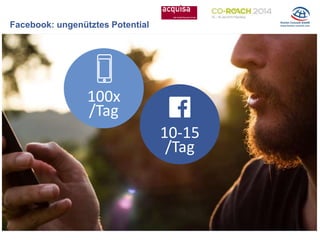 Facebook: ungenütztes Potential
10-15
/Tag
100x
/Tag
 