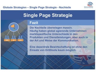 Globale Strategien – Single Page Strategie - Nachteile
Single Page Strategie
Die Nachteile überwiegen massiv.
Häufig haben...