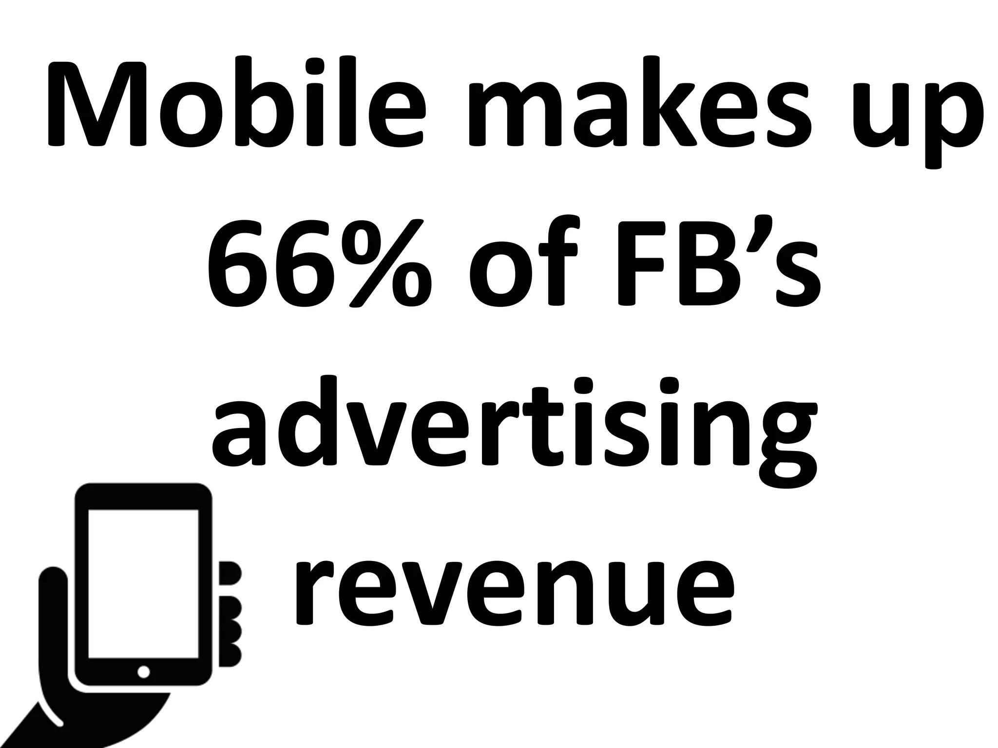 Mobile makes up
66% of FB’s
advertising
revenue