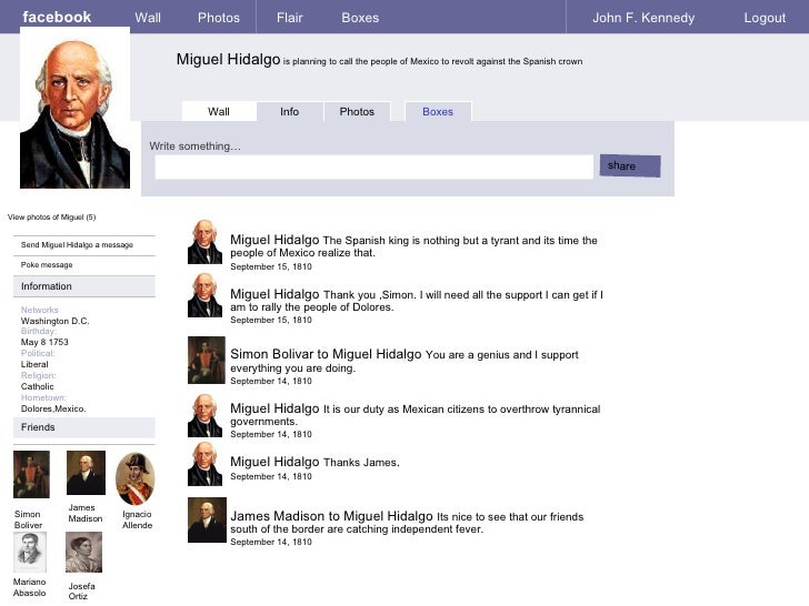 if miguel hidalgo had facebook by colin