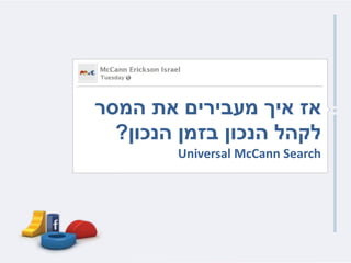 ‫אז איך מעבירים את המסר‬
  ‫לקהל הנכון בזמן הנכון?‬
        ‫‪Universal McCann Search‬‬
 