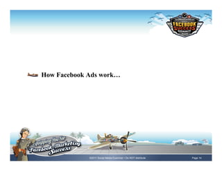 !     How Facebook Ads work…




                   ©2011 Social Media Examiner • Do NOT distribute   Page 14
 