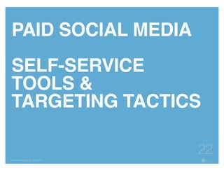 FBN | ©2015 re:group, inc. | 07.14.2015
22
PAID SOCIAL MEDIA
SELF-SERVICE
TOOLS &
TARGETING TACTICS
 