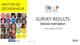 Date: August 20, 2015
PILOT
SURVEY RESULTS
Decision Hold Option
WAIT OR GO
DECISION #CUE
©WetheP, Inc. 2015
 