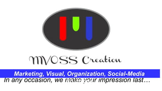 In any occasion, we make your impression last…
Marketing, Visual, Organization, Social-Media
Solutions
 