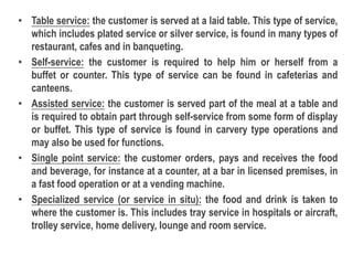 Service Offering Table HOSPITALITY FOOD & BEVERAGE SERVICE | PPTX