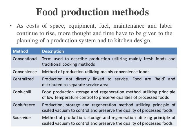 Fresh Cook Food Production System Fresh Cook Food Production System