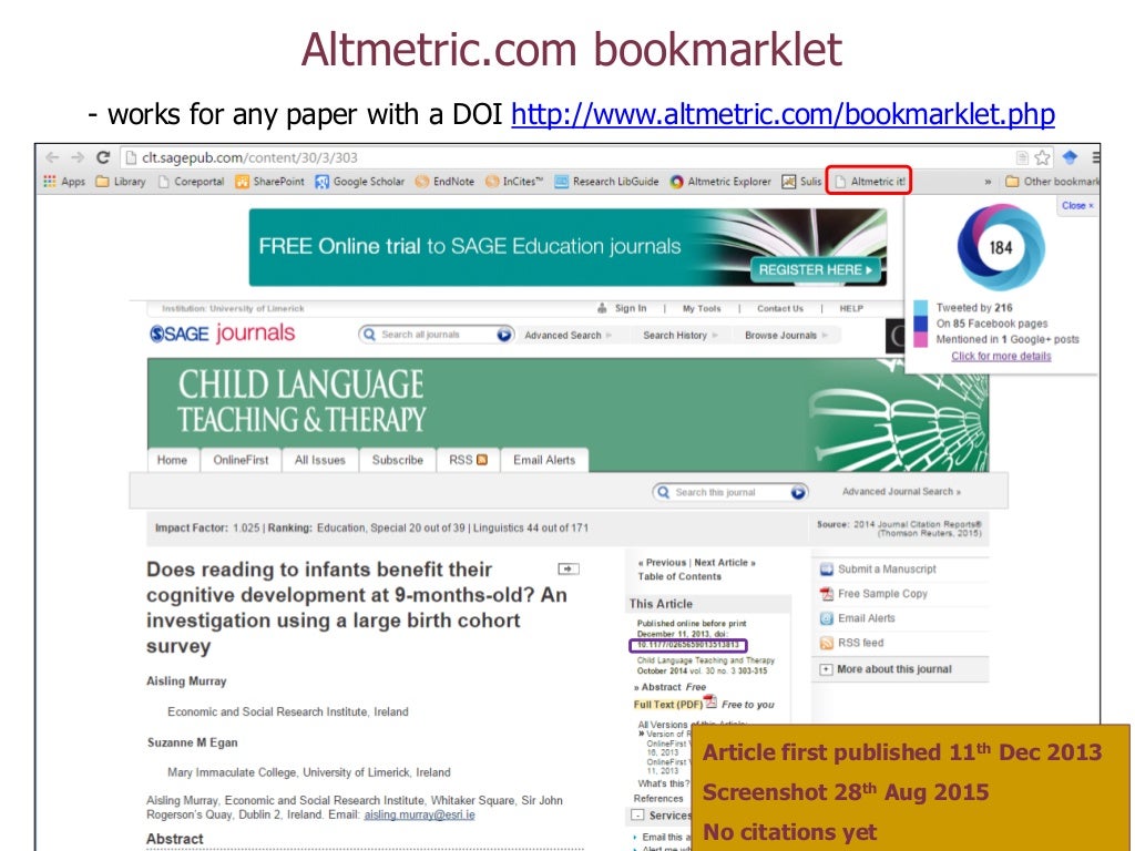 Assessing Research Impact Bibliometrics, Citations and