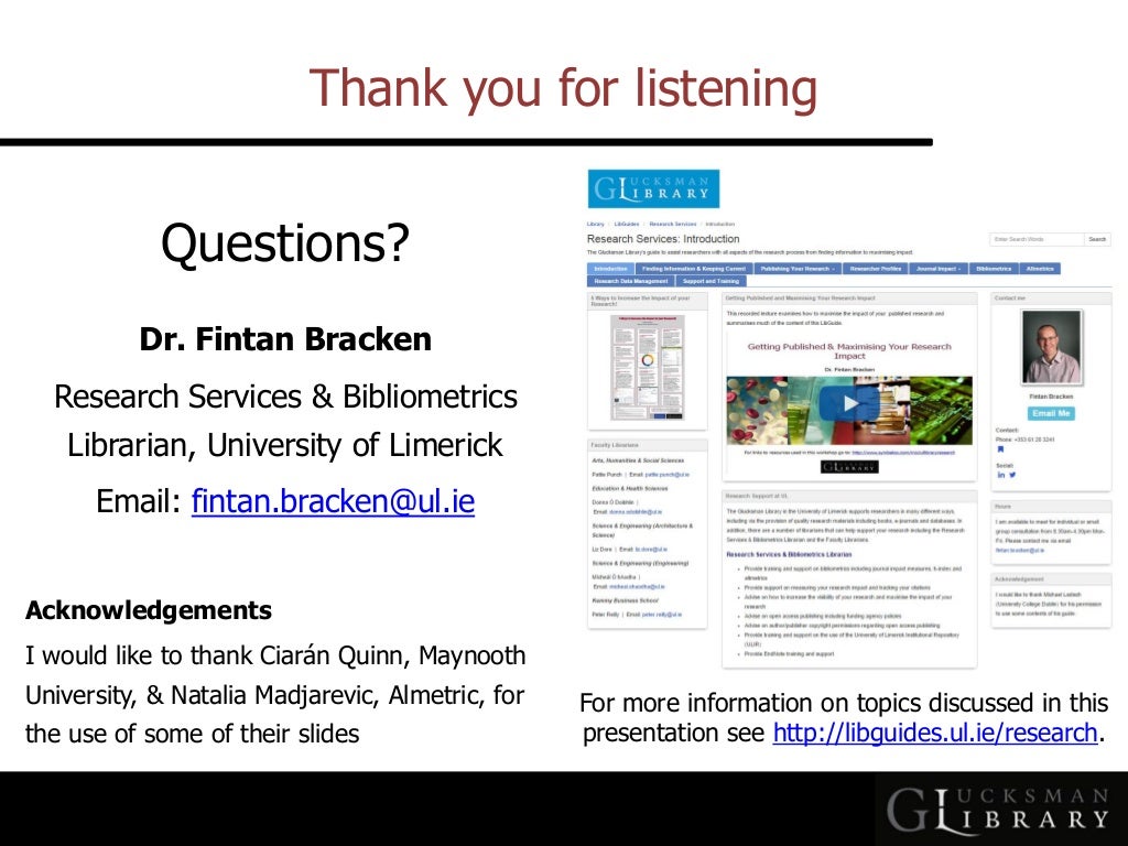 Assessing Research Impact Bibliometrics, Citations and