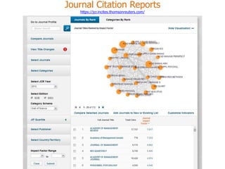 Journal Citation Reports https://jcr.incites.thomsonreuters.com/  