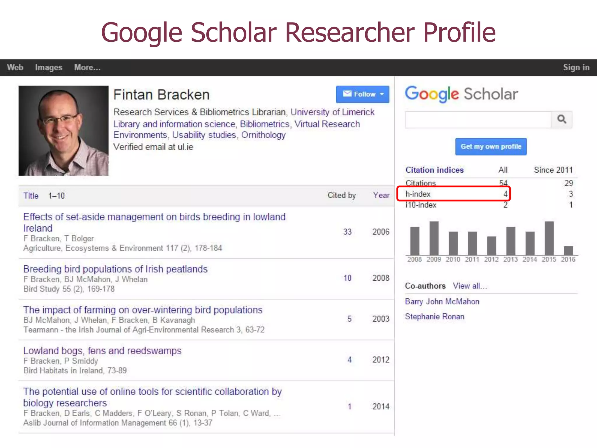 Google Scholar Researcher Profile
 