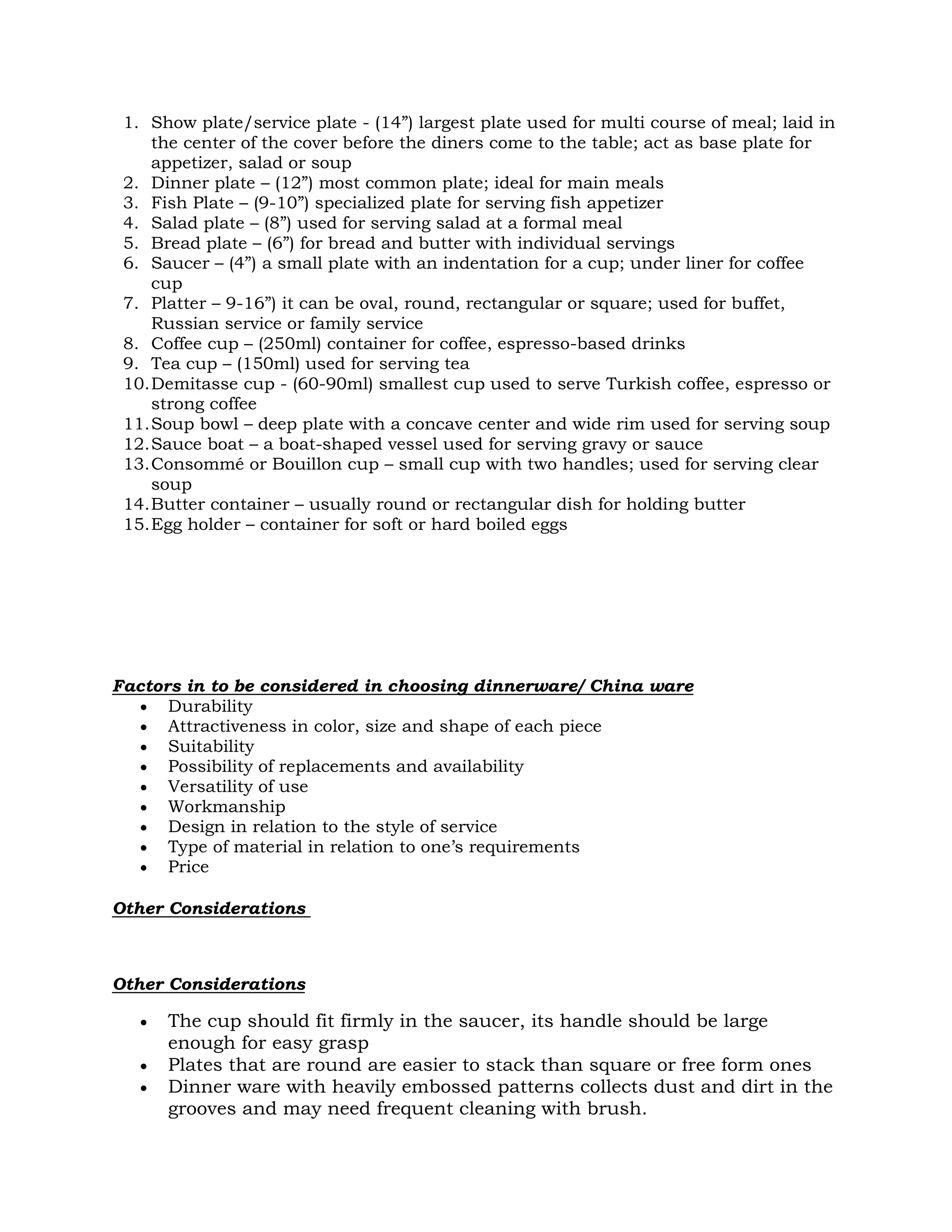 Fbs week 3 basic types of tableware docx