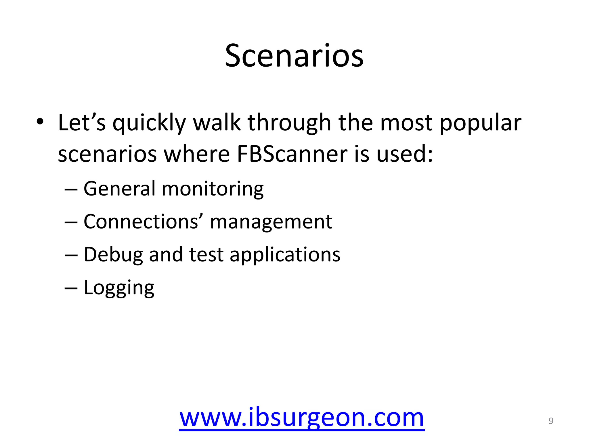 Tags are COOL!Tags are special marks set by developer in the SQL source code of applicationsTags help to quickly answer the following (very frequent) questions:What program has launched this query? What is the transaction for this query? Where is this [very long] query from? www.ibsurgeon.com6