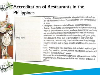 Accreditation of Restaurants in the
Philippines

 