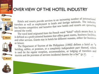 OVER VIEW OF THE HOTEL INDUSTRY

 